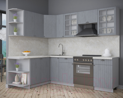 Кухонный гарнитур Интерлиния Берес 1.7x2.5 левая (дуб серый/опал светлый)