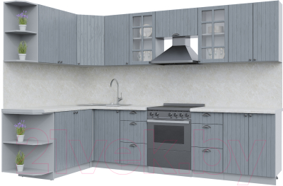 Кухонный гарнитур Интерлиния Берес 1.7x3.0 левая (дуб серый/опал светлый) - фото