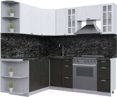 Кухонный гарнитур Интерлиния Берес 1.7x2.1 левая (дуб английский/дуб полярный/кастилло темный) - фото