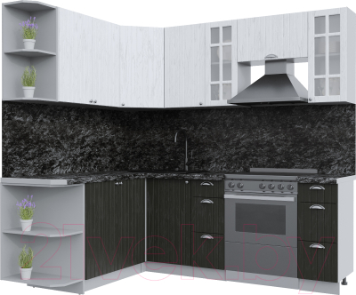 Кухонный гарнитур Интерлиния Берес 1.7x2.2 левая (дуб английский/дуб полярный/кастилло темный) - фото