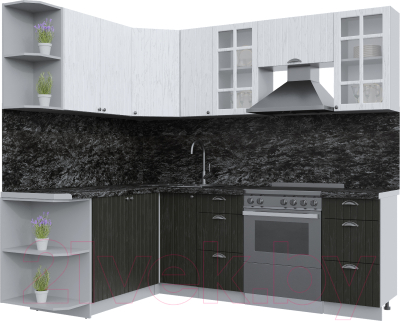 Кухонный гарнитур Интерлиния Берес 1.7x2.3 левая (дуб английский/дуб полярный/кастилло темный) - фото