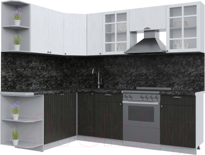 Кухонный гарнитур Интерлиния Берес 1.7x2.5 левая (дуб английский/дуб полярный/кастилло темный) - фото