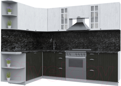 Кухонный гарнитур Интерлиния Берес 1.7x2.7 левая (дуб английский/дуб полярный/кастилло темный) - фото