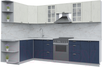 Кухонный гарнитур Интерлиния Берес 1.7x3.0 левая (дуб снежный/дуб королевский/серый каспий) - фото