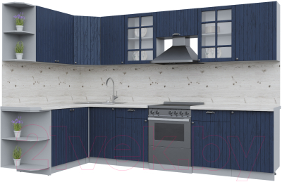 Кухонный гарнитур Интерлиния Берес 1.7x3.1 левая (дуб королевский/бискайская сосна) - фото
