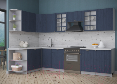 Кухонный гарнитур Интерлиния Берес 1.7x3.1 левая (дуб королевский/бискайская сосна)