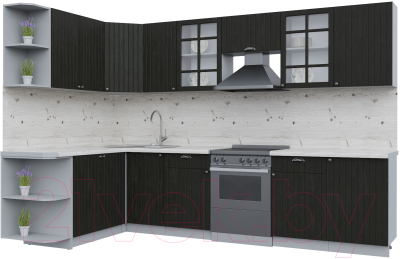 Кухонный гарнитур Интерлиния Берес 1.7x3.1 левая (дуб английский/бискайская сосна) - фото