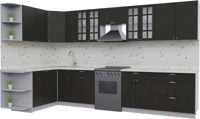 Готовая кухня Интерлиния Берес 1.7x3.5 левая - фото