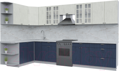 Готовая кухня Интерлиния Берес 1.7x3.5 левая - фото