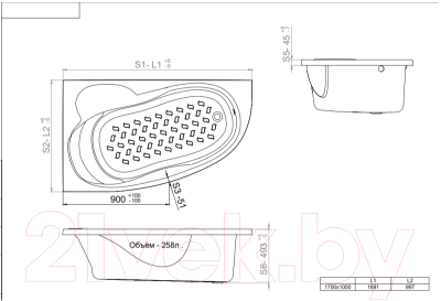 Ванна акриловая Triton Изабель 170x100 L