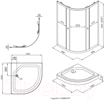 Душевой уголок Triton Альфа-Блэк 100х100 (с поддоном)