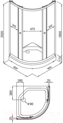 Душевой уголок Triton Альфа-Блэк 90х90 (с поддоном)