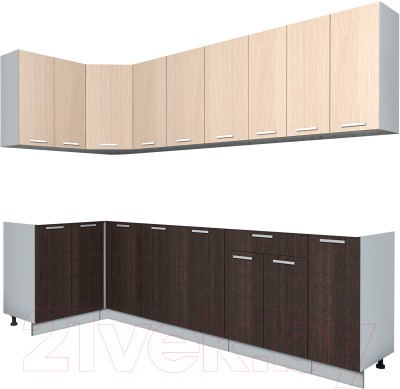 Кухонный гарнитур Интерлиния Мила Лайт 1.2x2.7 без столешницы - фото