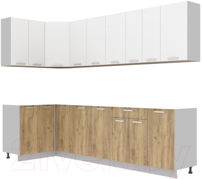 Кухонный гарнитур Интерлиния Мила Лайт 1.2x2.8 без столешницы 