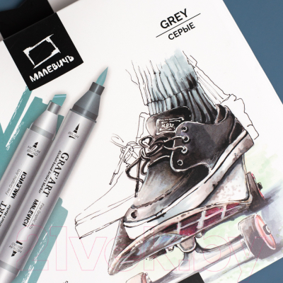 Набор маркеров Малевичъ GrafArt Brush / 190910