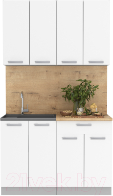Кухонный гарнитур Интерлиния Мила Лайт 1.2 (белый платинум/белый платинум/дуб бунратти) - фото
