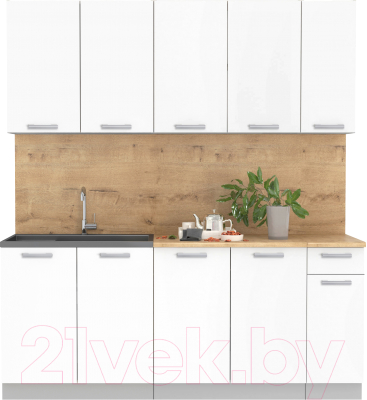 Кухонный гарнитур Интерлиния Мила Лайт 1.9 (белый платинум/дуб бунратти) - фото