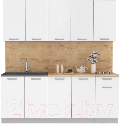 Кухонный гарнитур Интерлиния Мила Лайт 2.0 (белый платинум/дуб бунратти) - фото