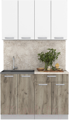 Кухонный гарнитур Интерлиния Мила Лайт 1.2 (белый платинум/дуб серый/малага) - фото