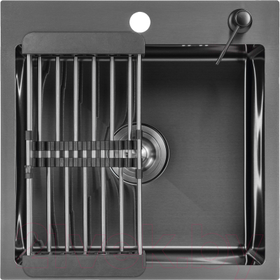 Мойка кухонная Saniteco 4848 Nano (с сифоном, дозатором и коландером) - фото