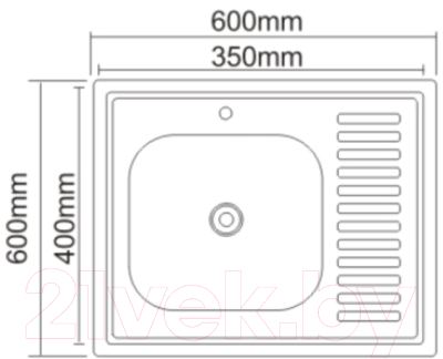 Мойка кухонная Saniteco 6060-R (с сифоном)