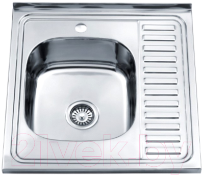 Мойка кухонная Saniteco 6060-L (с сифоном) - фото