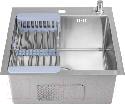 Мойка кухонная Saniteco 5050 (с сифоном, дозатором и коландером)