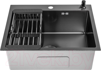 Мойка кухонная Saniteco 6050 Nano (с сифоном, дозатором и коландером)