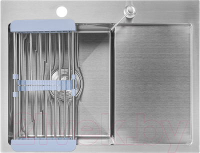 Мойка кухонная Saniteco 6550-L (с сифоном, дозатором и коландером) - фото