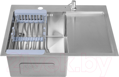 Мойка кухонная Saniteco 6550-L (с сифоном, дозатором и коландером)