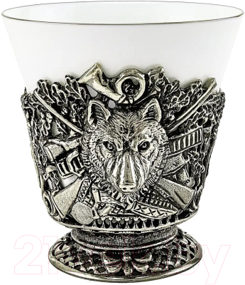 Стакан для горячих напитков Кольчугинский мельхиор Волк / КМ1731ЧШ01 - фото