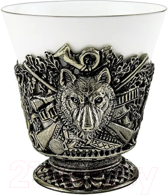 Стакан для горячих напитков Кольчугинский мельхиор Волк / КМ1659ЧШ06 - фото