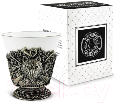 Стакан для горячих напитков Кольчугинский мельхиор Волк / КМ1659ЧШ06