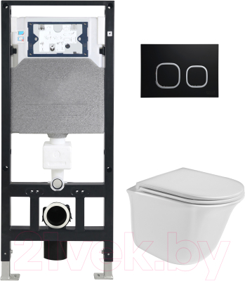 Унитаз подвесной с инсталляцией WeltWasser Amberg 506 + Telbach 004 GL-WT + Amberg RD-BL - фото