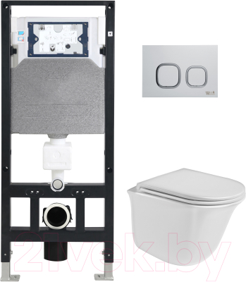 Унитаз подвесной с инсталляцией WeltWasser Amberg 506 + Telbach 004 GL-WT + Amberg RD-WT - фото