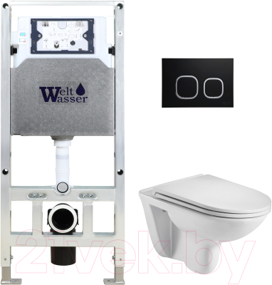 Унитаз подвесной с инсталляцией WeltWasser Amberg 506 ST+Baarbach 004 GL-WT+ Amberg RD-BL - фото