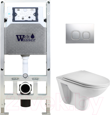 Унитаз подвесной с инсталляцией WeltWasser Amberg 506 ST+Baarbach 004 GL-WT+ Amberg RD-CR - фото