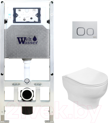 Унитаз подвесной с инсталляцией WeltWasser Amberg 506 ST+Erlenbach 004 GL-WT+ Amberg RD-WT - фото