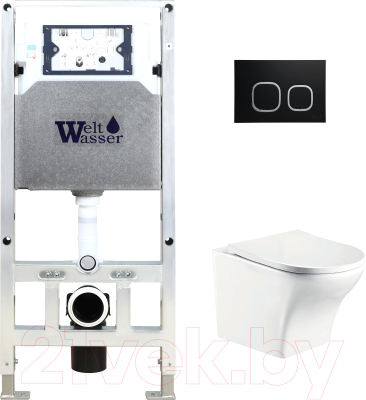 Унитаз подвесной с инсталляцией WeltWasser Amberg 506 ST+Odenbach 004 GL-WT+Amberg RD-BL - фото