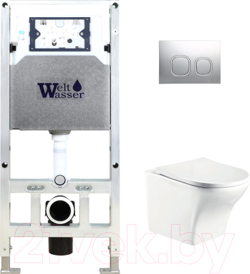 Унитаз подвесной с инсталляцией WeltWasser Amberg 506 ST+Odenbach 004 GL-WT+Amberg RD-MT CR - фото