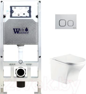 Унитаз подвесной с инсталляцией WeltWasser Amberg 506 ST+Odenbach 004 GL-WT+Amberg RD-WT - фото