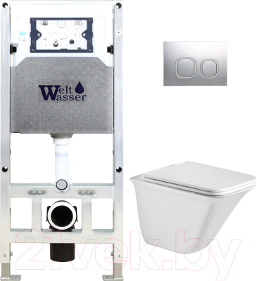 Унитаз подвесной с инсталляцией WeltWasser Amberg 506 ST+Rotbach 004 GL-WT+Amberg RD-MT CR - фото