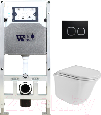 Унитаз подвесной с инсталляцией WeltWasser Amberg 506 ST+ Telbach 004 GL-WT+ Amberg RD-BL - фото