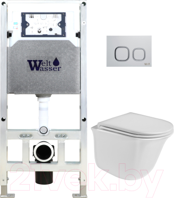 Унитаз подвесной с инсталляцией WeltWasser Amberg 506 ST+ Telbach 004 GL-WT+ Amberg RD-WT - фото