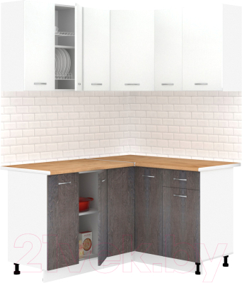 Кухонный гарнитур Кортекс-мебель Корнелия Лира 1.5x1.3 (белый/береза/дуб бунратти) - фото