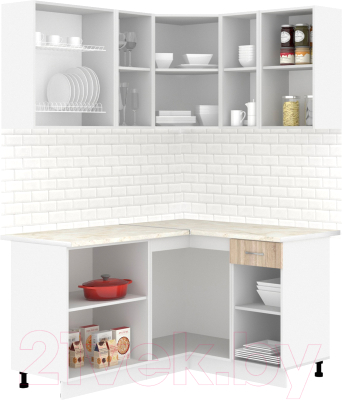 Кухонный гарнитур Кортекс-мебель Корнелия Лира 1.5x1.3 (дуб сонома/королевский опал)
