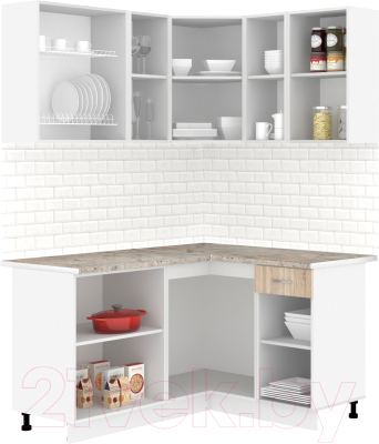 Кухонный гарнитур Кортекс-мебель Корнелия Лира 1.5x1.3 (дуб сонома/марсель)