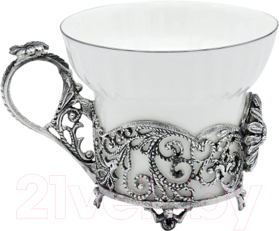 Чашка Кольчугинский мельхиор Зимние узоры. Ромашка / КМ709ЧШ06