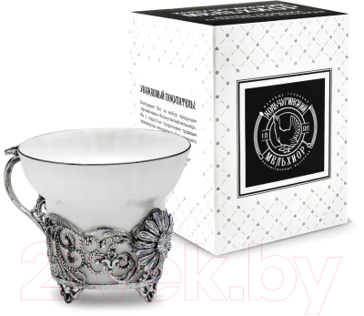 Чашка Кольчугинский мельхиор Зимние узоры. Ромашка / КМ709ЧШ06