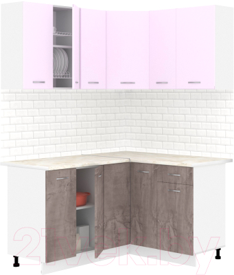 Кухонный гарнитур Кортекс-мебель Корнелия Лира 1.5x1.3 (сирень/оникс/королевский опал)